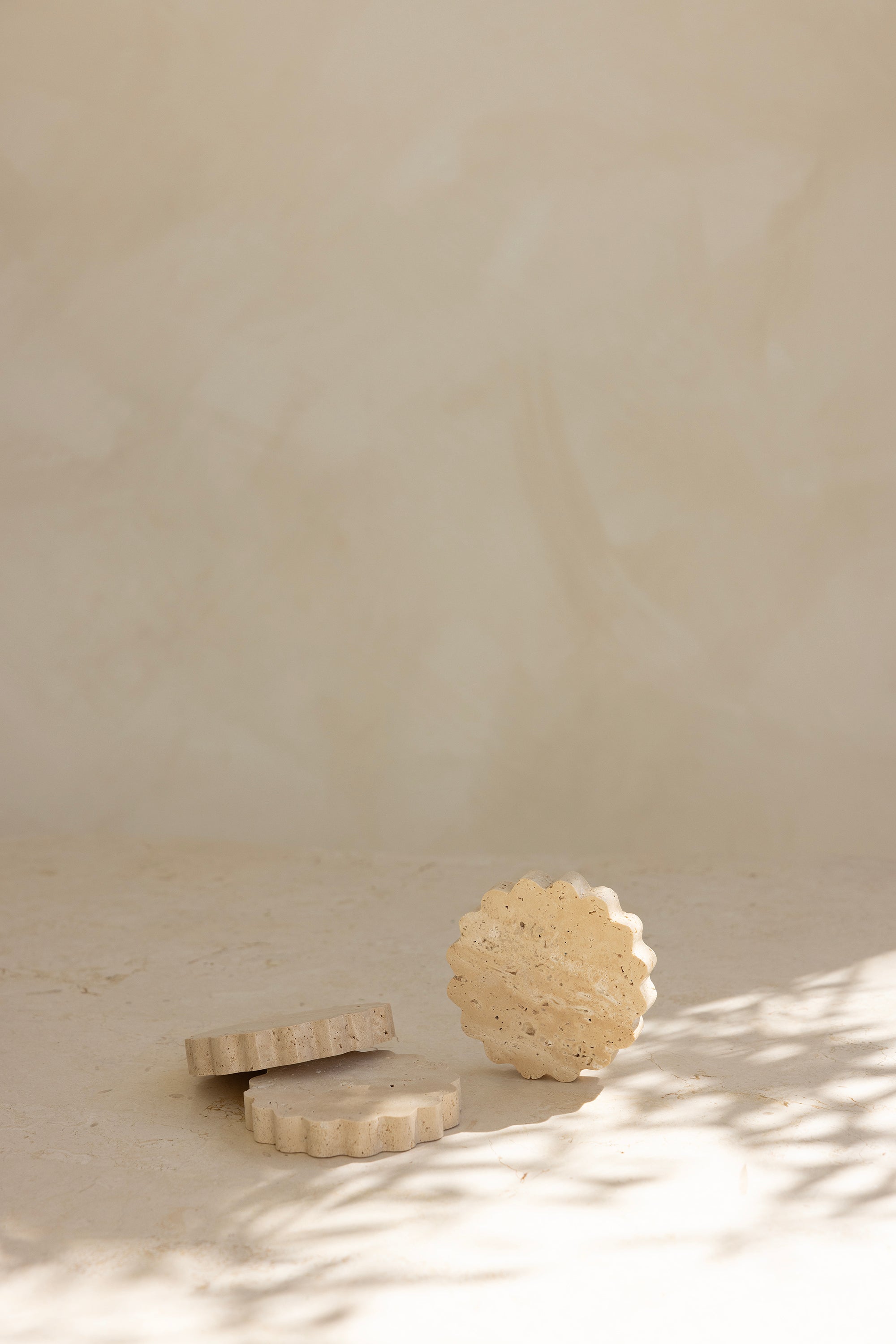 Wave Coaster - Beige Travertine