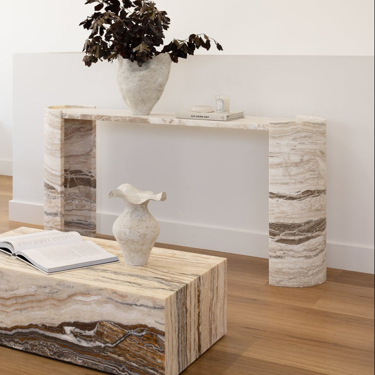Haven Console Table - Light Tiramisu Travertine