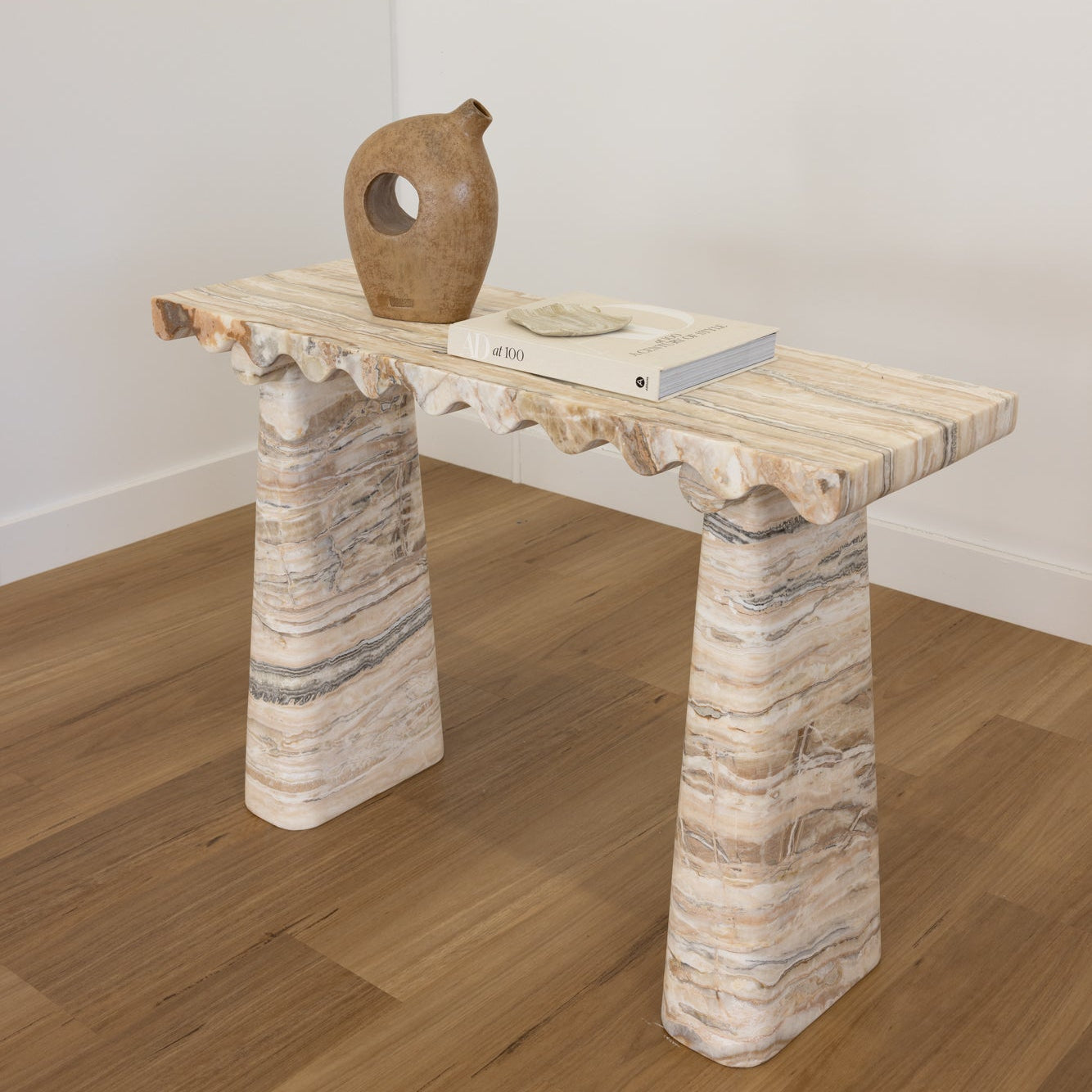 Swell Console Table - Light Tiramisu Travertine
