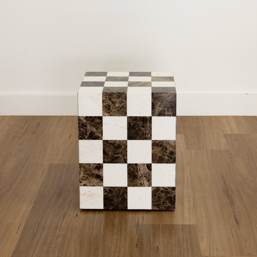 Dune Side Table - Emperador Dark Brown Checkers