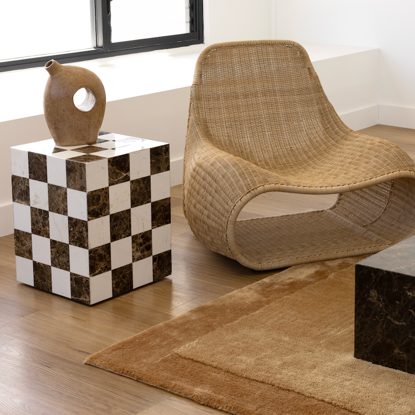 Dune Side Table - Emperador Dark Brown Checkers