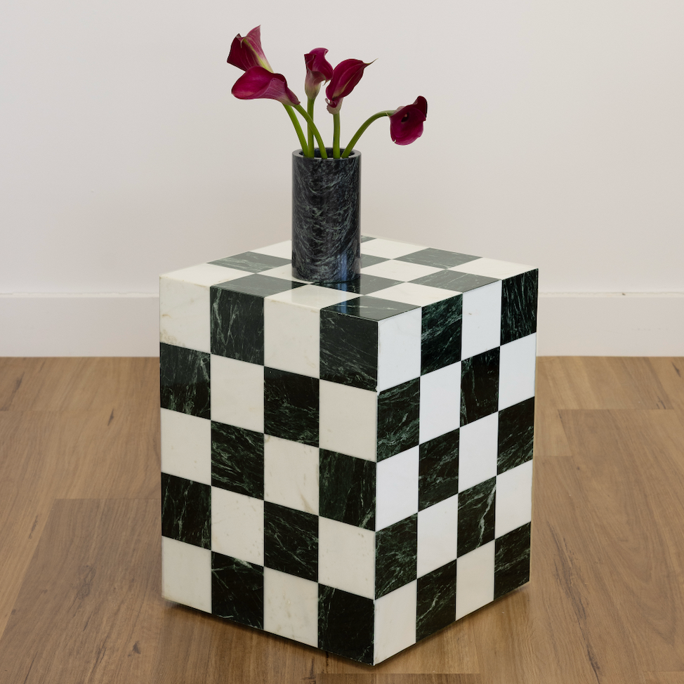 Dune Side Table - Verde Saint Denis Checkers