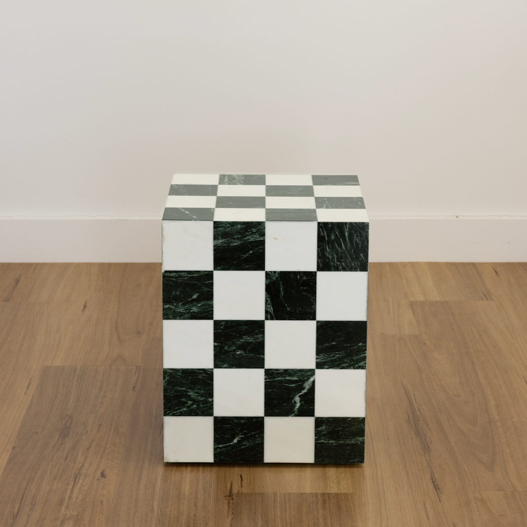 Dune Side Table - Verde Saint Denis Checkers