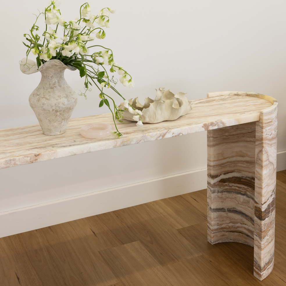 Haven Console Table - Light Tiramisu Travertine