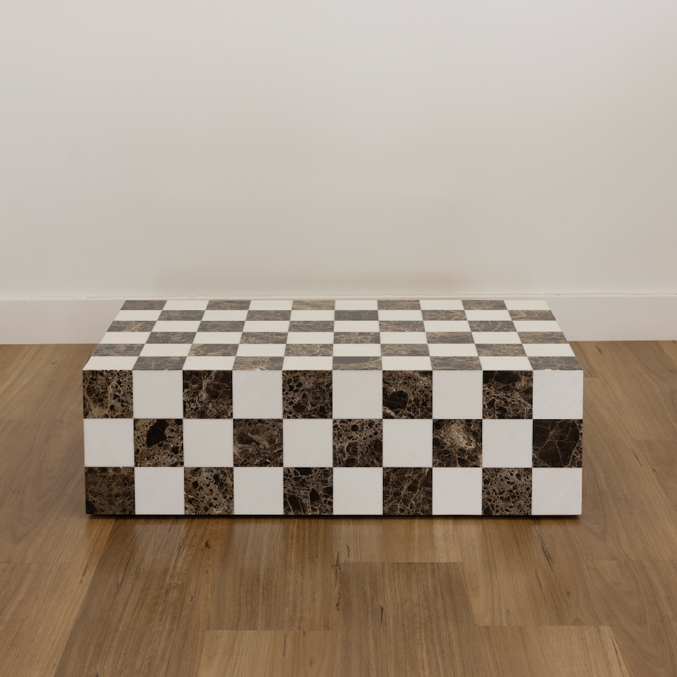 Reef Coffee Table - Emperador Dark Brown Checkers